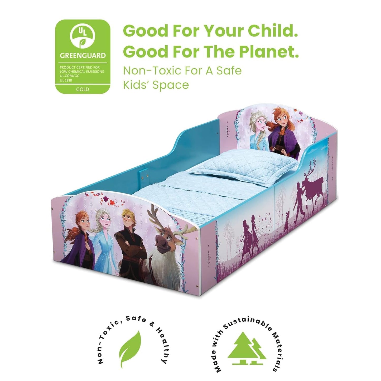 Wood Toddler Bed - Greenguard Gold Certified, Disney Frozen II Baby Products Furniture Infant & Toddler Beds Nursery Toddler Beds