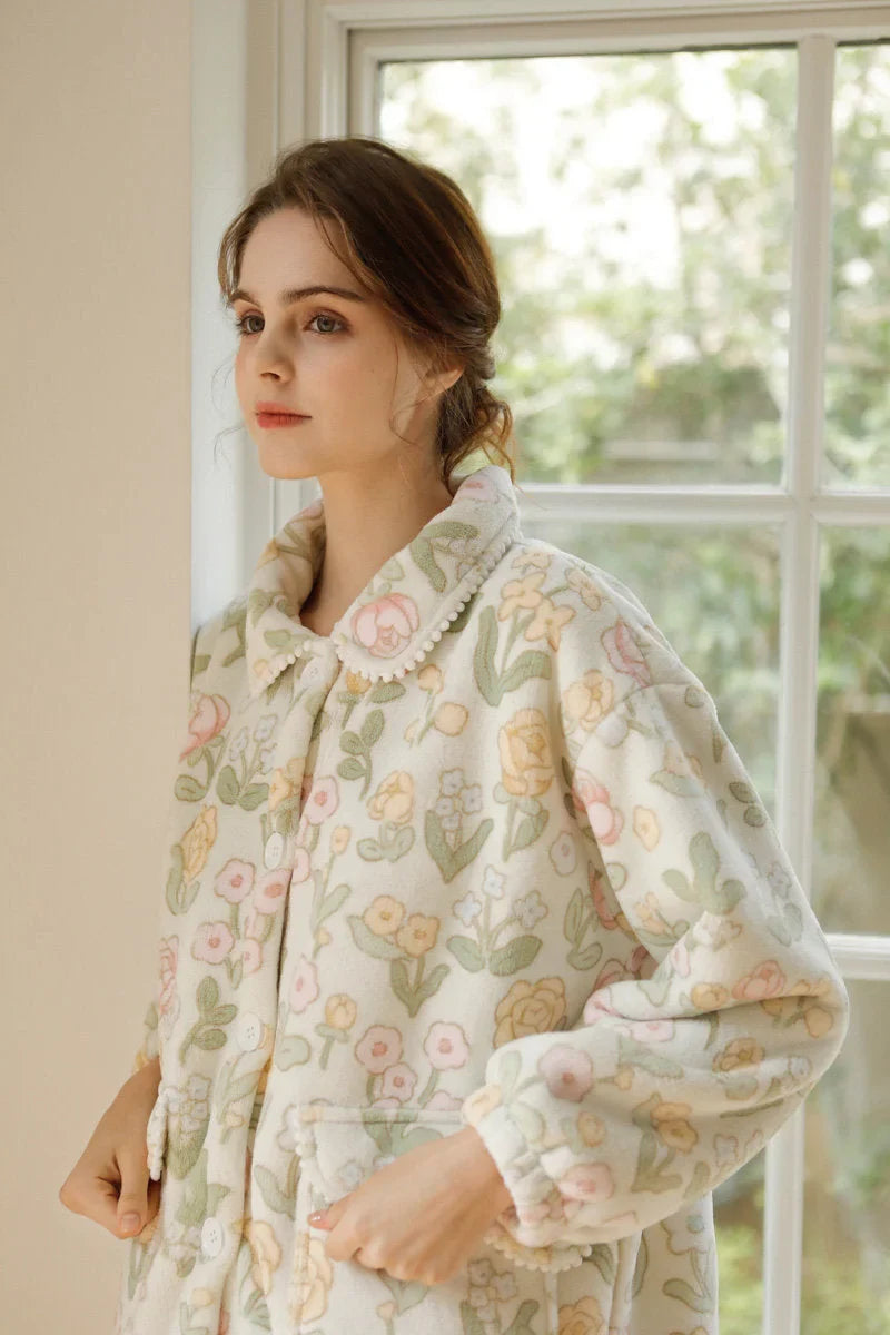 Plush Floral Flannel Fleece Pajama