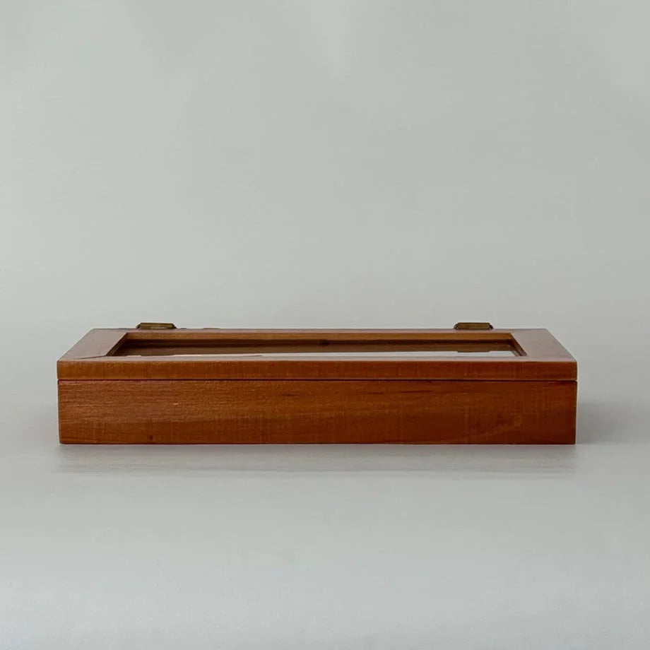 Minimalist Glass Lid Wood Jewelry Organizer