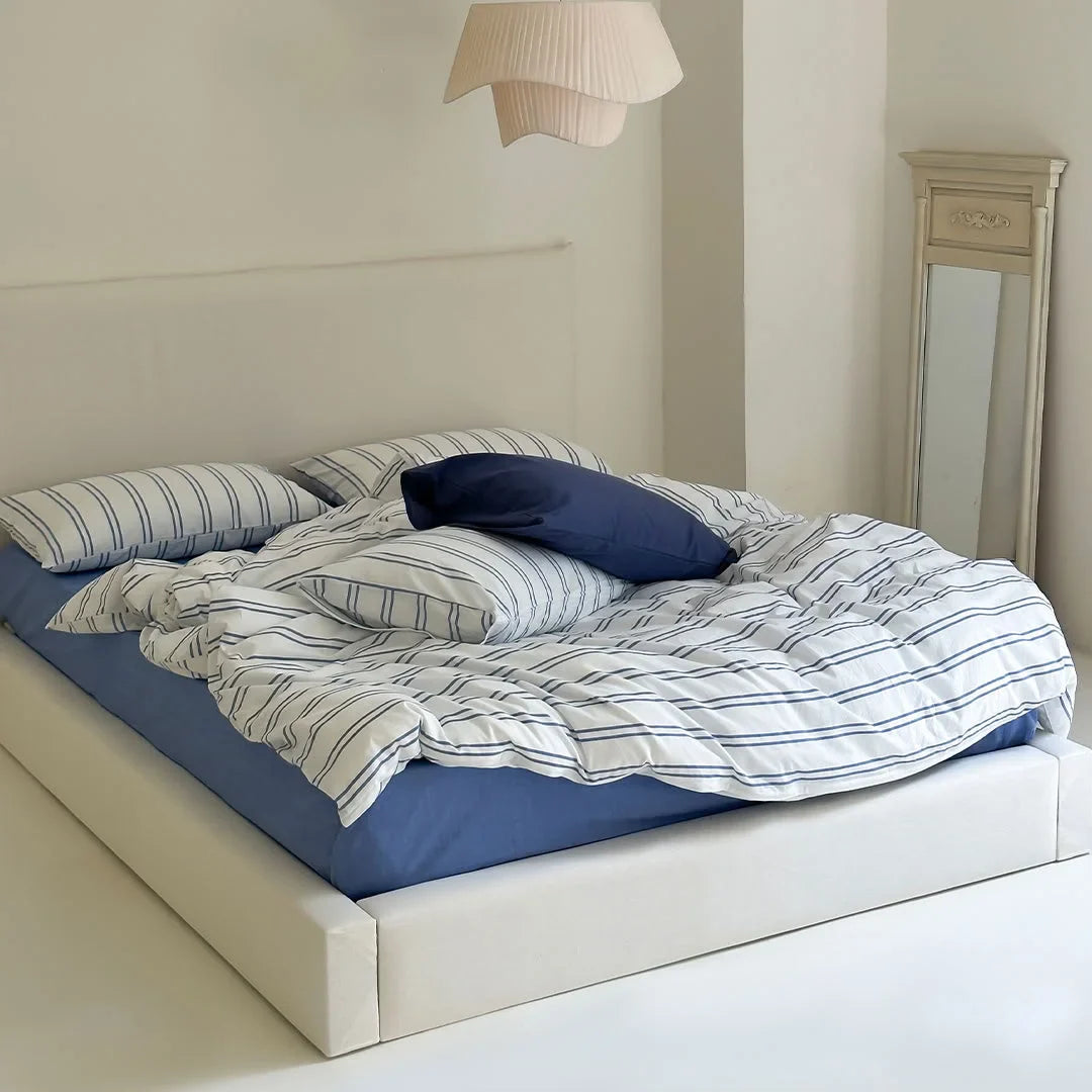 Crisp Nautical Pinstripe Washed Cotton Bedding Set