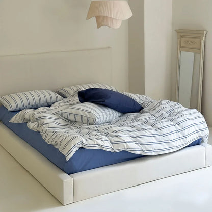 Crisp Nautical Pinstripe Washed Cotton Bedding Set