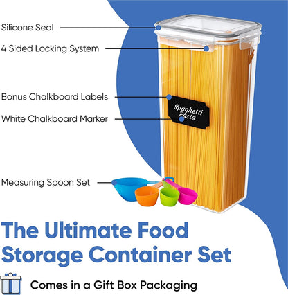 Chef'S Path Kitchen Storage Box – Set of 14 Airtight Food Containers – Kitchen and Pantry Organisation – Bpa-Free Plastic Food Storage Box – Labels, Marker and Spoons Container Sets Food Containers Food Storage Home & Kitchen Kitchen & Dining Storage & Organization