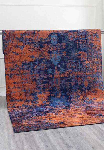 Patina Dark Navy - Rust Rug
