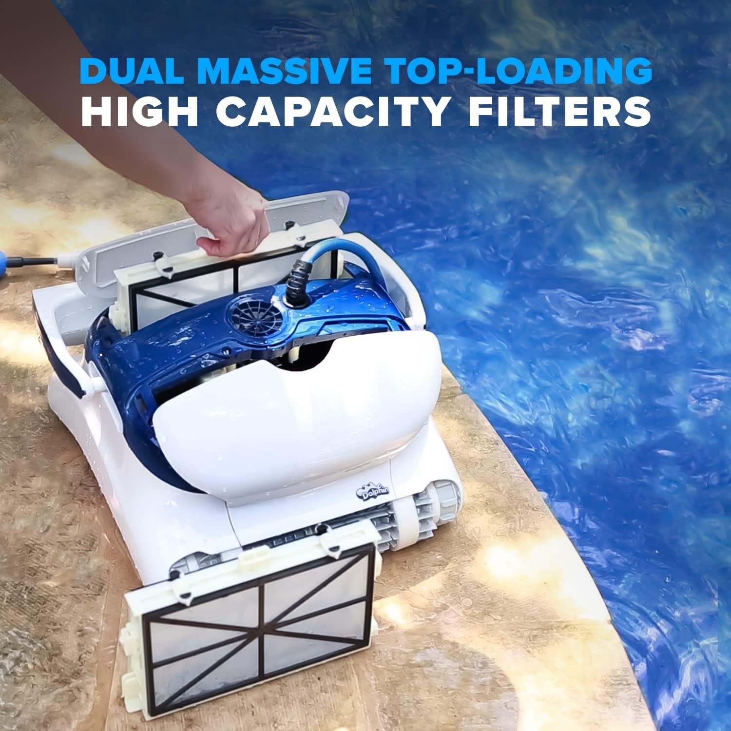 Dolphin Sigma Robotic Pool Cleaner (2024 Model) — Wi-Fi, App, Gyroscope, Weekly Timer, Waterline Cleaning & Massive Top-Loading Ultra-Fine and Standard Filters for In-Ground Swimming Pools up to 50Ft Automatic Pool Cleaners Cleaning Tools & Chemicals Hot Tubs & Supplies Lawn & Garden Patio Pools Robotic Pool Cleaners