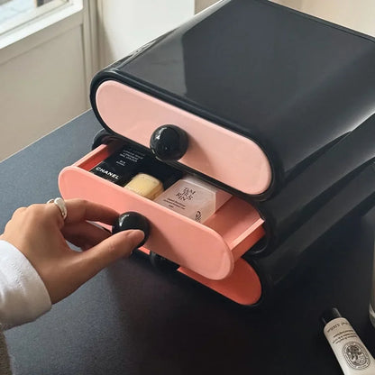 Glossy Wavy Color Block Makeup Organizer