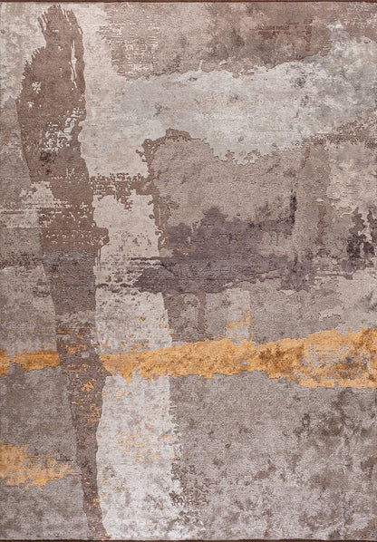 Lush Light Grey - Mustard Rug