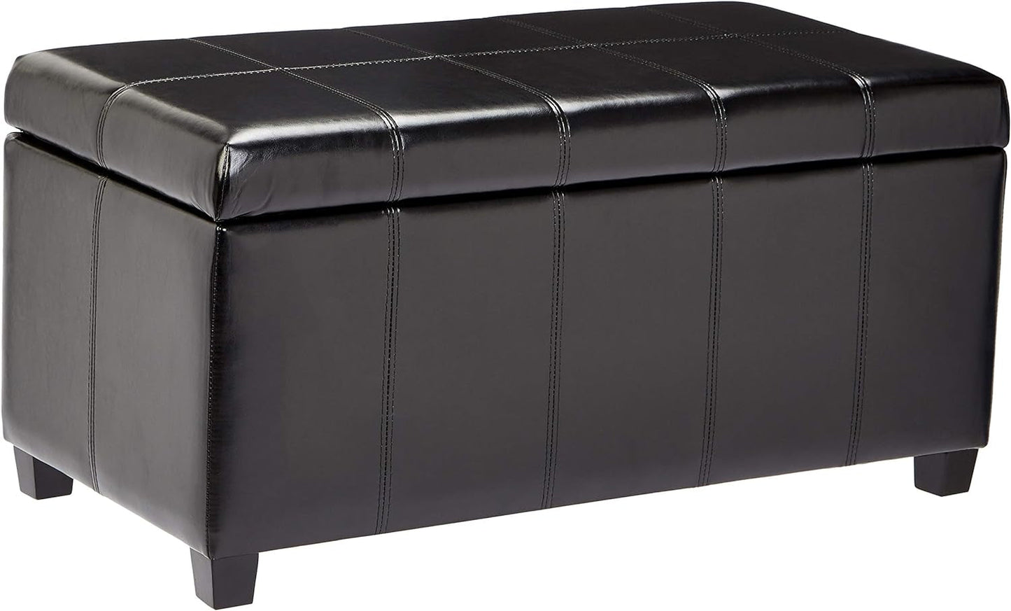 FIRST HILL FHW Bench Collection Rectangular Storage Ottoman, Midnight Black Furniture Home & Kitchen Living Room Furniture Ottomans