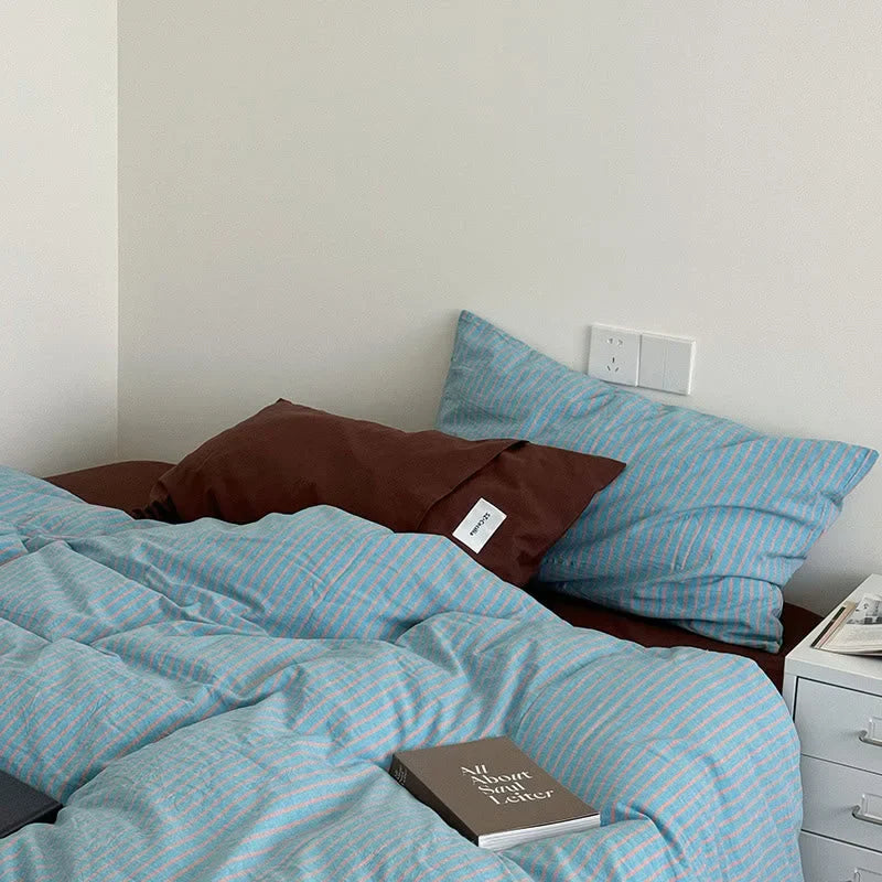 Soft Pinstripe Washed Cotton Bedding Set