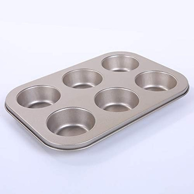 Gold Nonstick Bakeware Set, 5 Pcs Bakeware Include 8-Inch Pizza Pan， 8-Inch Live Bottom Cake Mold， 6 Consecutive Cups， 9-Inch Square Plate， 25X13Cm Toast Box Bakeware Bakeware Sets Home & Kitchen Kitchen & Dining