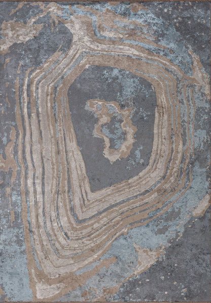 Smoke Blue - Beige Rug