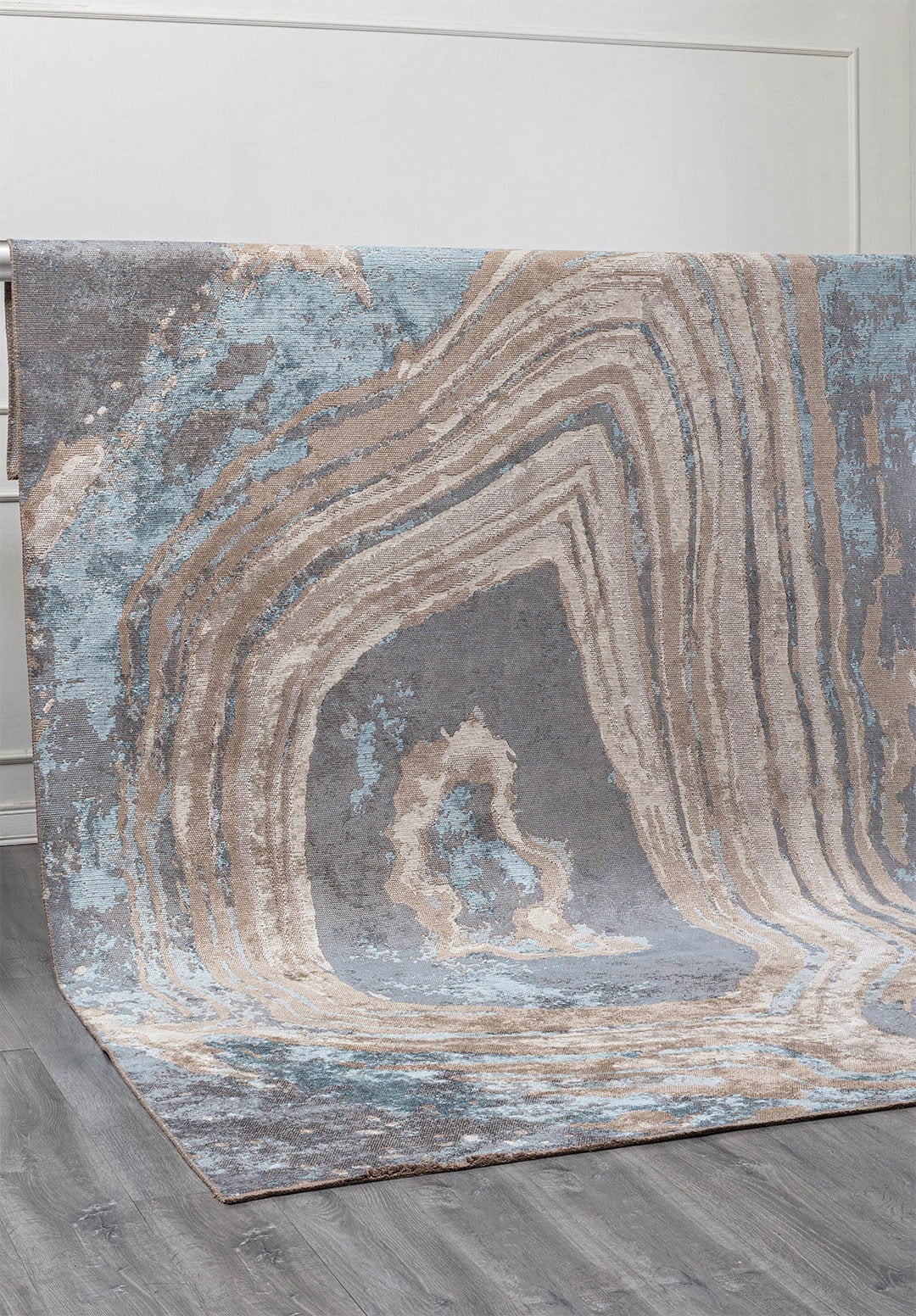 Smoke Blue - Beige Rug