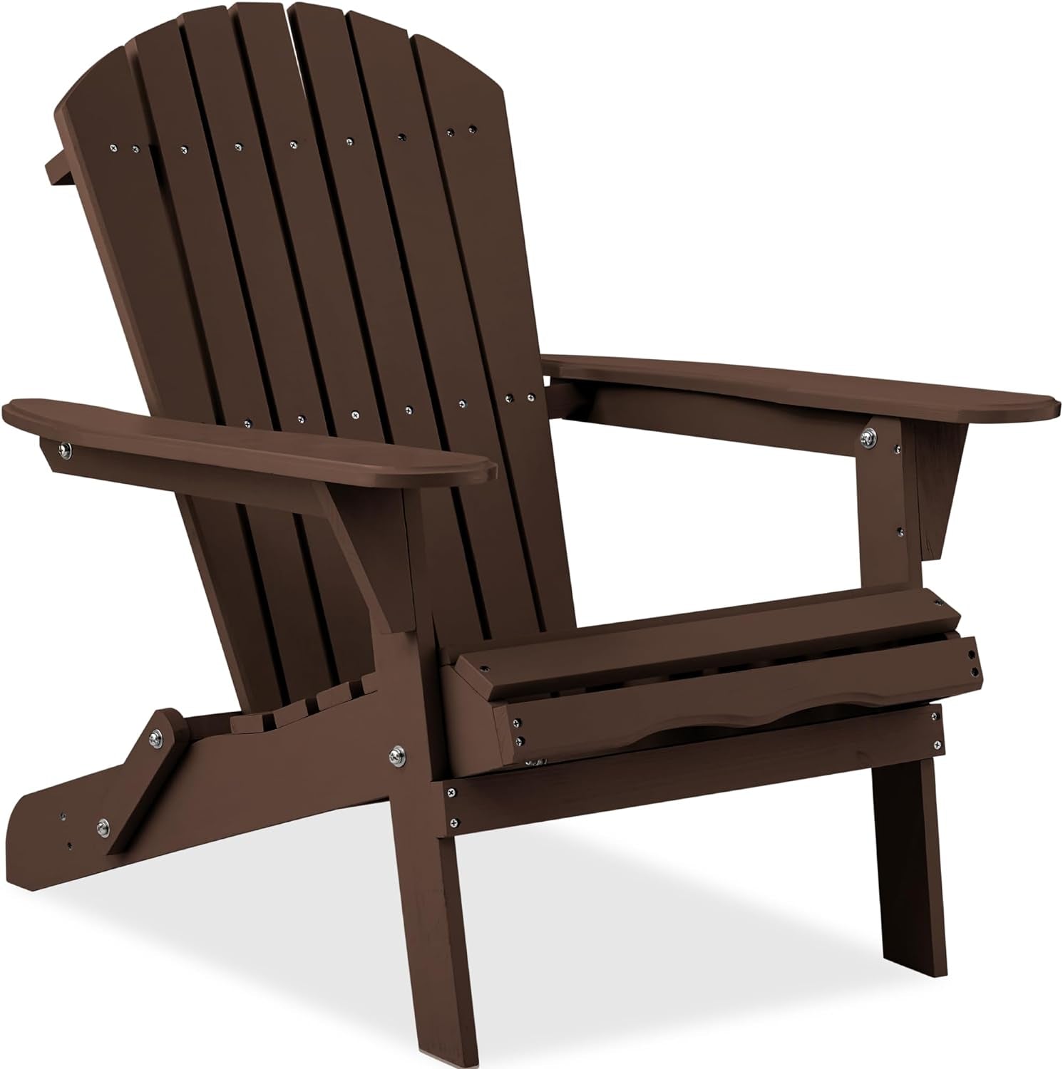 Best Choice Products Folding Adirondack Chair Outdoor Wooden Accent Furniture Fire Pit Lounge Chairs for Yard, Garden, Patio W/ 350Lb Weight Capacity - Brown Adirondack Chairs Chairs Lawn & Garden Patio Patio Furniture & Accessories Patio Seating