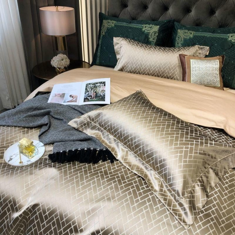 Talia Gold Cotton Satin Bedding Set