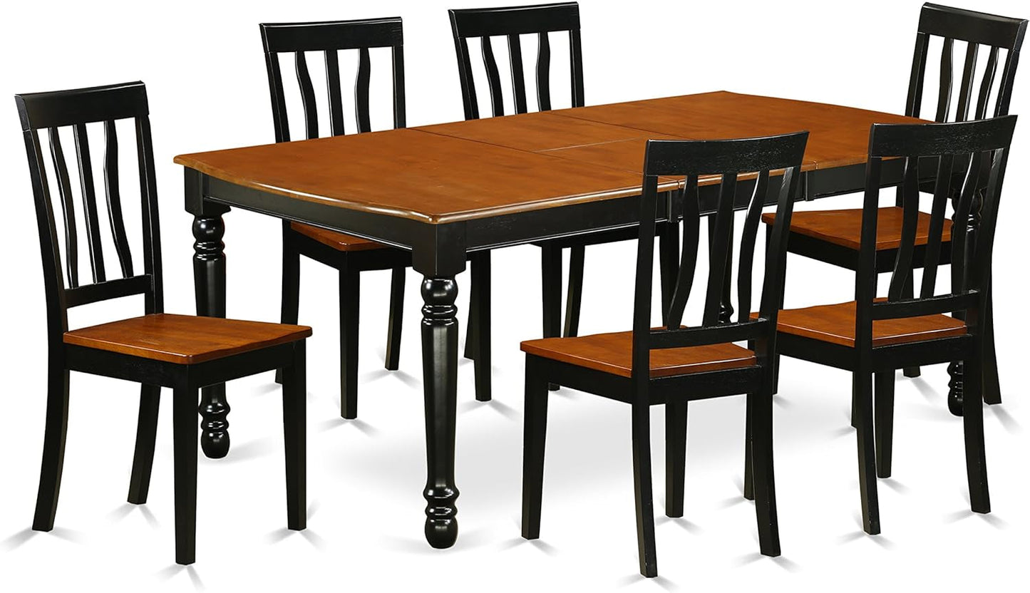 East West Furniture DOAN7-BCH-W 7 Piece Modern Dining Table Set Consist of a Rectangle Wooden Table with Butterfly Leaf and 6 Dining Chairs, 42X78 Inch, Black & Cherry Dining Room Furniture Furniture Home & Kitchen Table & Chair Sets