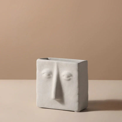 Matte Abstract Face Ceramic Vase
