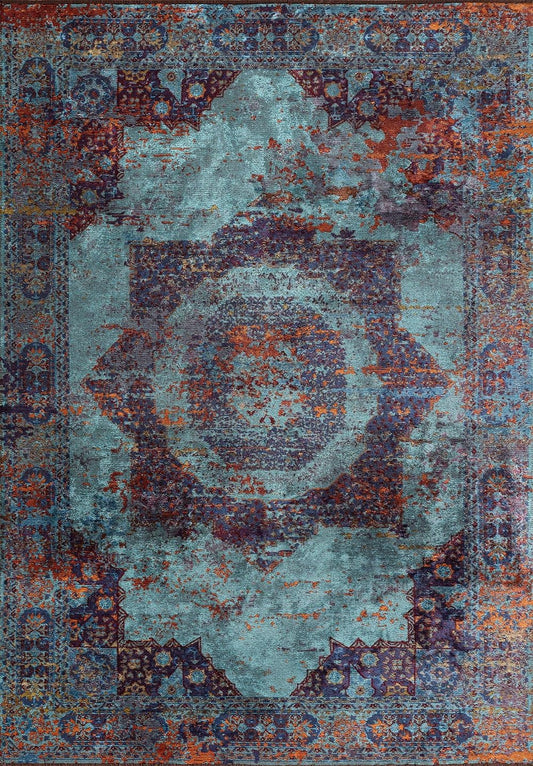 Ardesia Turquoise - Cherry Rug 020324 area carpet area rug carpet Color_Pink Color_Purple IST Material_Cotton & Viscose oriental orientalcollection Rug2023