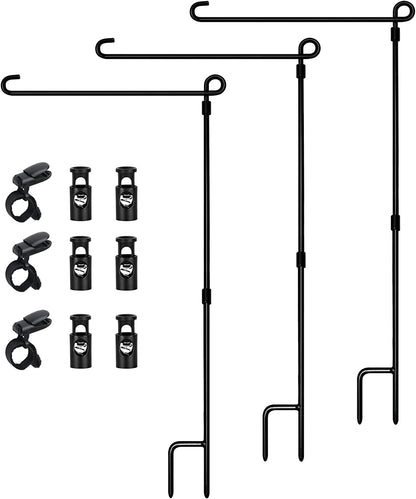 HOOSUN Garden Flag Stand, Premium Garden Flag Pole Holder Metal Powder-Coated Weather-Proof Paint with One Tiger Clip and Two Spring Stoppers without Flag Flagpole Hardware Lawn & Garden Outdoor Décor Patio