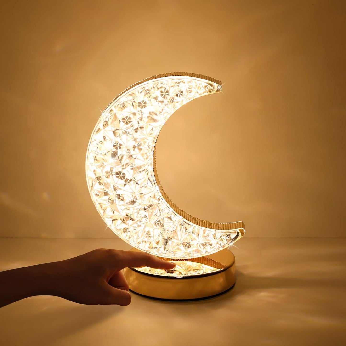 Crescent Moon Crystal Lamp