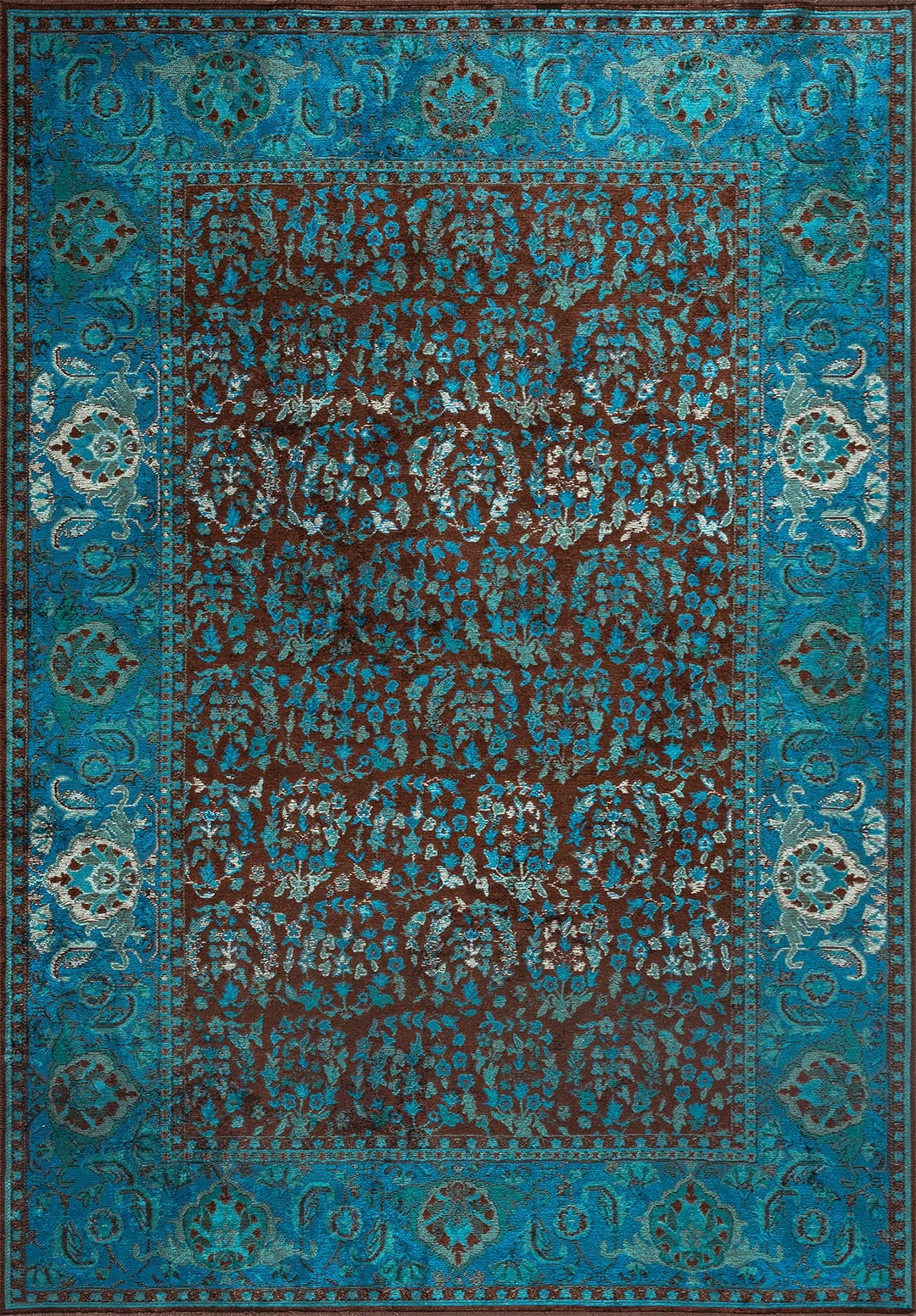Vellora Dark Brown -Turquoise  Rug