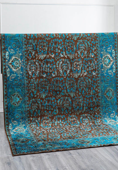 Vellora Dark Brown -Turquoise  Rug