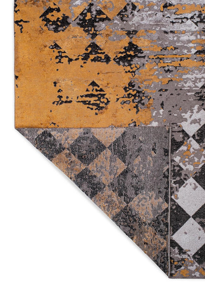 Harlequin Dark Grey - Mustard Rug
