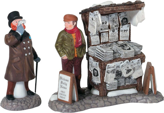 Department 56 Dickens' Village London Newspaper Stand Accessory Figurine (Set of 2) , 3.2 Inch Collectible Figurines Home & Kitchen Home Décor Accents Home Décor Products