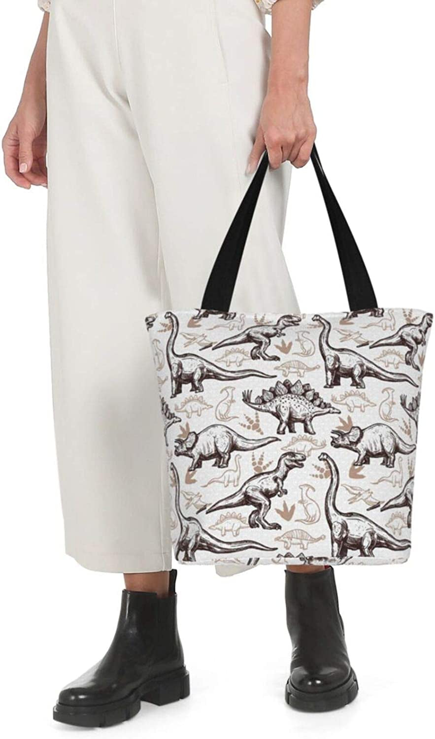 Antcreptson Dinosaurs Footprint Decorative Canvas Tote Bag for Woamen Travel Work Shopping Grocery Top Handle Purses Large Totes Reusable Handbags Cotton Shoulder Bags Home & Kitchen Kitchen & Dining Luggage & Bags Reusable Grocery Bags Shopping Totes Storage & Organization Travel & To-Go Food Containers