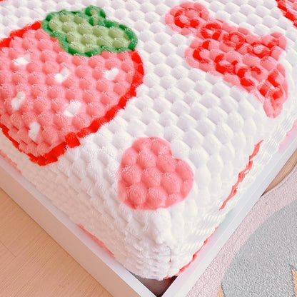 Strawberry Cozy Fleece Fitted Sheet