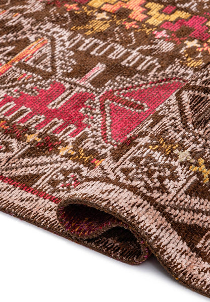Folk Dark Brown - Magenta Rug