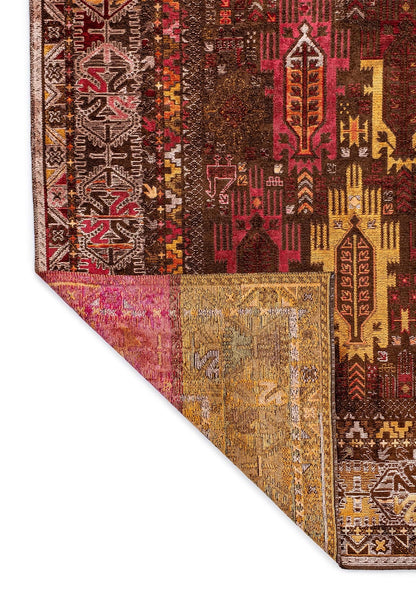 Folk Dark Brown - Magenta Rug