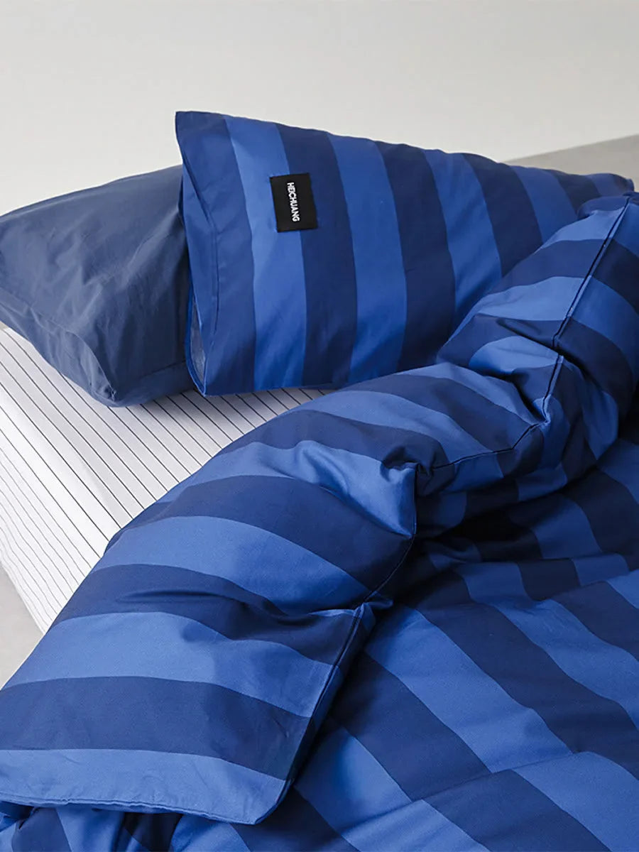 Soft Washed Wide Striped Cotton Bedding Set