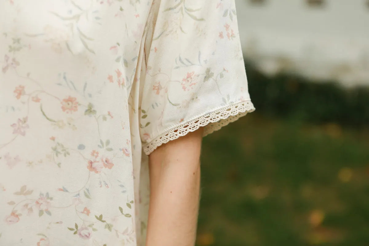 Silky Dainty Floral Cotton Sateen Pajama
