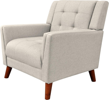 Christopher Knight Home Evelyn Mid Century Modern Fabric Arm Chair and Loveseat Set, Beige, Walnut Furniture Home & Kitchen Living Room Furniture Living Room Sets