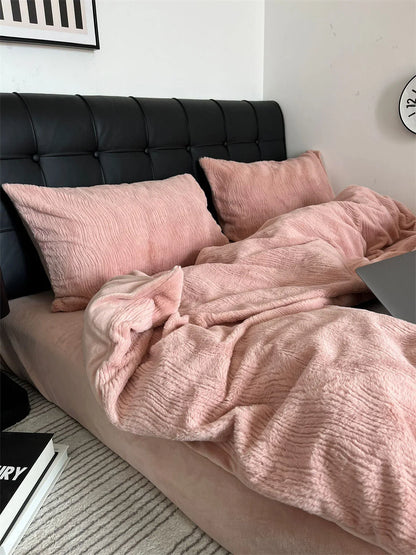 Plush Ruched Fleece Bedding Set