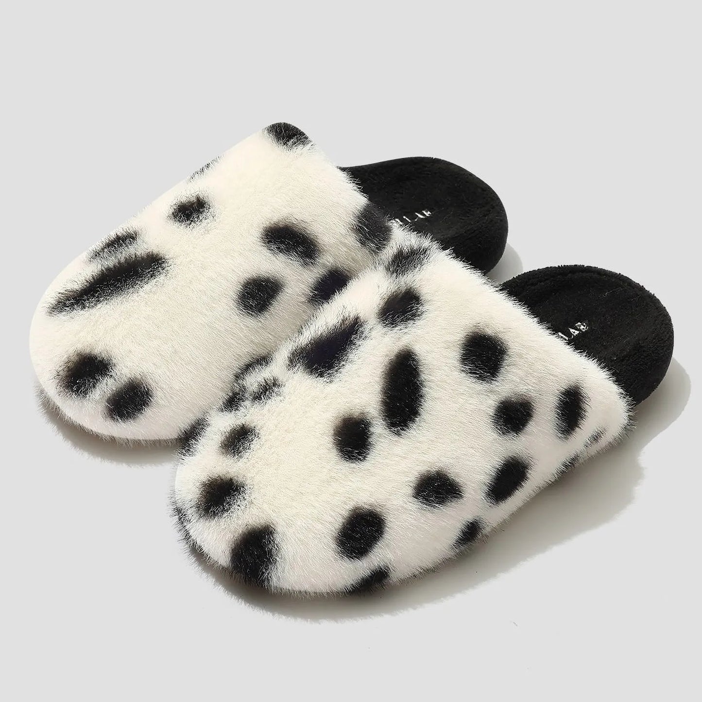 Fuzzy Animal Print Plush Polyester House Slippers