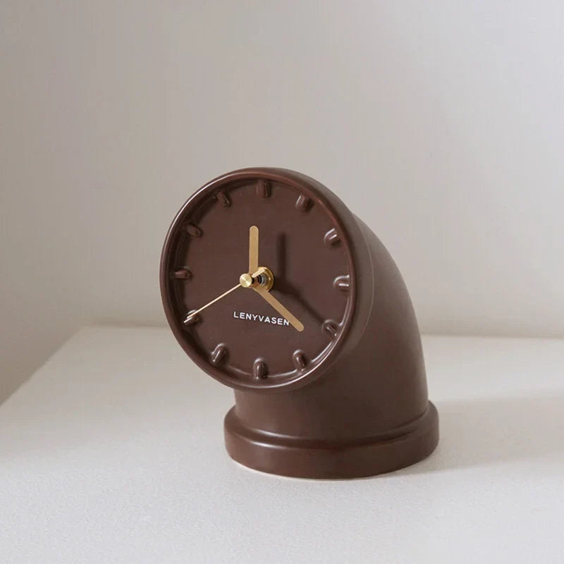 Sculptural Industrial Pipe Ceramic Table Clock