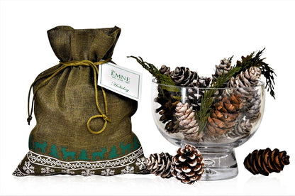 Holiday Pine Cones Potpourri Bag | Beautiful Natural Cones with a Great Balsam & Pine Scent in a Faux Linen Bag | 8 Oz Bag | Hand Made in the USA