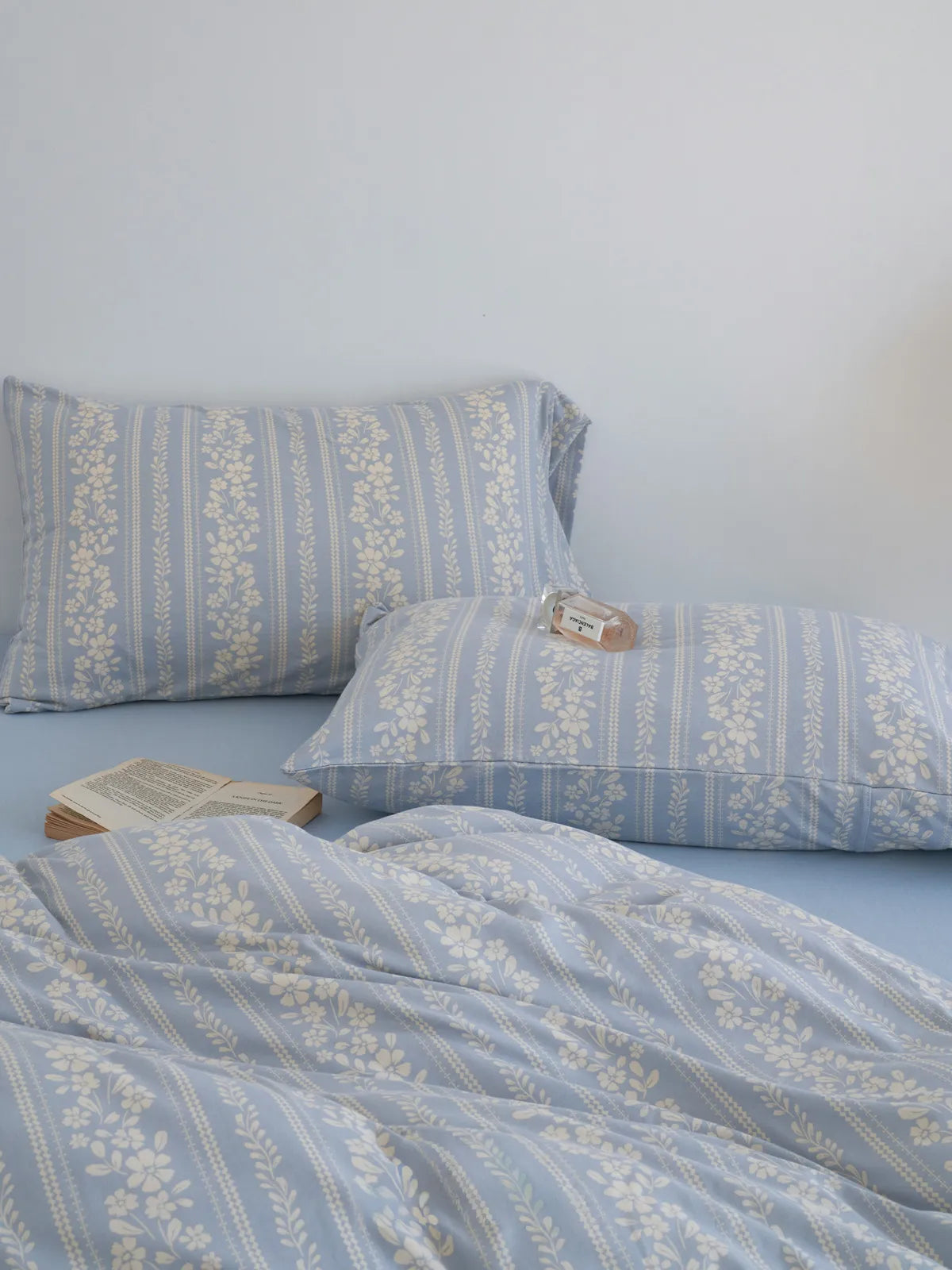 Soft Floral Stripe Washed Cotton Bedding Set