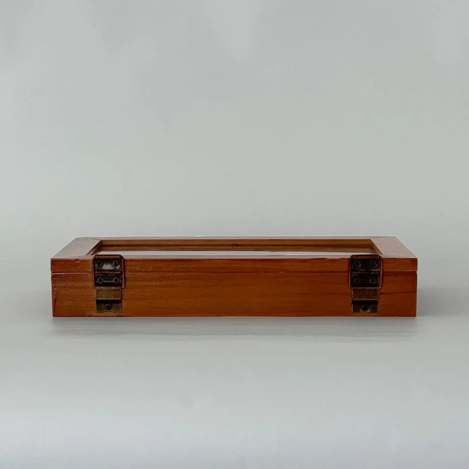 Minimalist Glass Lid Wood Jewelry Organizer