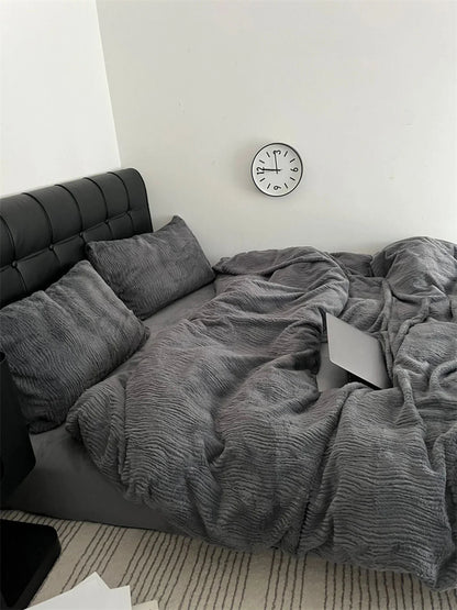 Plush Ruched Fleece Bedding Set