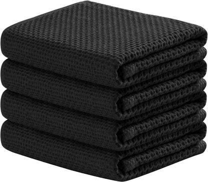 Joybest Cotton Kitchen Dish Cloths, 8-Pack Waffle Weave Ultra Soft Absorbent Dish Towels Washcloths Quick Drying Dish Rags, 12X12 Inches, Dark Gray Dish Cloths & Dish Towels Home & Kitchen Kitchen & Dining Kitchen & Table Linens