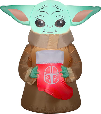 Holiday Gemmy 4.5' Christmas Inflatable Yoda the Child Holding a Christmas Stocking Indoor/Outdoor Decoration, 38111 Inflatable Yard Decorations Lawn & Garden Outdoor Décor Outdoor Holiday Decorations Patio