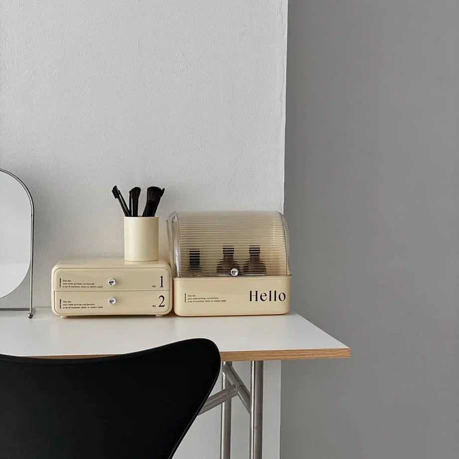 Retro Typographic Stackable ABS Makeup Organizer
