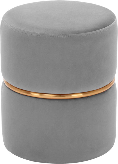 DUHOME Modern round Velvet Ottoman Footrest Vanity Stool Bronzed Fabrics Padded Stool for Living Room, Bedroom Grey Furniture Home & Kitchen Living Room Furniture Ottomans