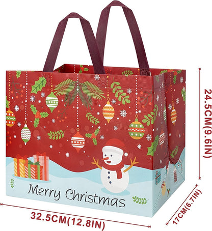 ANOTION Christmas Gift Bags, 12 Pack Large Christmas Goodie Bag Christmas Tote Bags with Handle, Reusable Xmas Bags Grocery Shopping Totes for Holiday Xmas 12.8" X 9.6" X 6.7" Home & Kitchen Kitchen & Dining Luggage & Bags Reusable Grocery Bags Shopping Totes Storage & Organization Travel & To-Go Food Containers