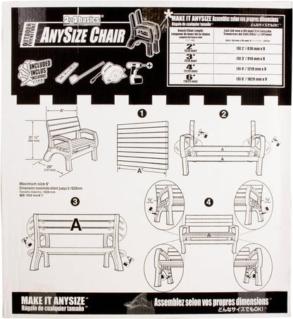 2X4Basics 90134ONLMI Hopkins, 6"DX 40"WX 33"H, Stuhl- oder Bankenden in jeder Größe, Sand