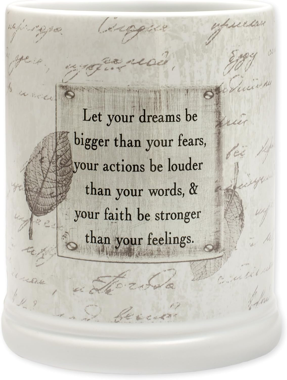 Elanze Designs Dream Actions Faith Stronger Stoneware Electric 2 in 1 Jar Candle and Wax Tart Oil Warmer Home & Kitchen Home Décor Products Home Fragrance Home Fragrance Accessories