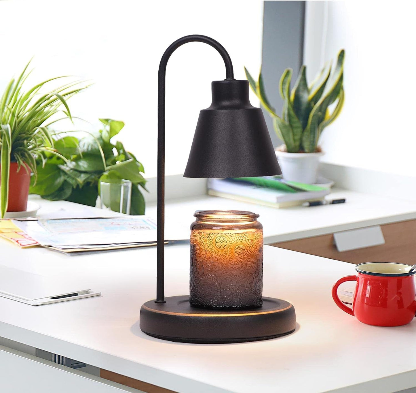 Softanzi® Candle Warmer Lamp for Scented Jar Candles with Timer Coffee Warmer Applied Top down Stand Wax Melter Dimmable Light Melt and Tarts Electric Heater Burner Fragrance Lamps(Black) Candle Lamps Candleholders Candles & Holders Home & Kitchen Home Décor Products