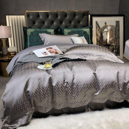Talia Grey Cotton Satin Bedding Set