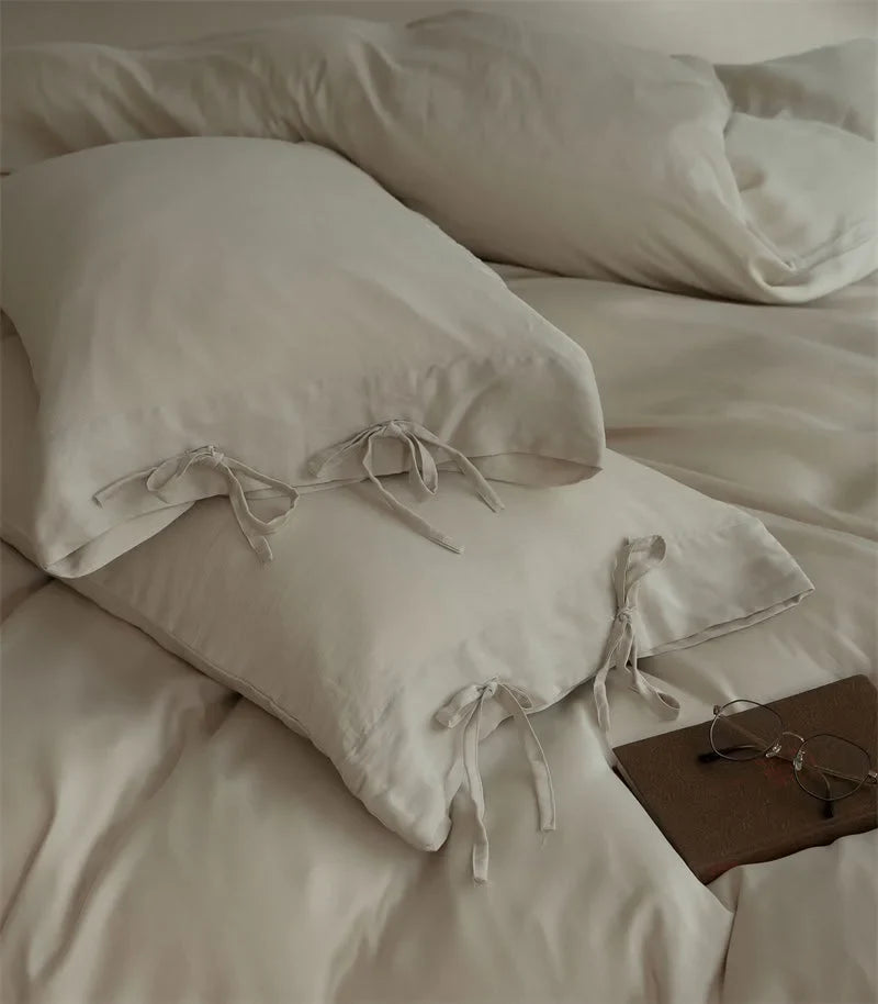 Silky Soft Tie Closure Tencel Bedding Set